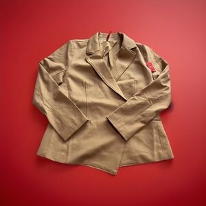 Spanx Blazer Womens XL Toffee Perfect Asym Tailored Stretch Workwear Jacket‎ New